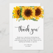 Sunflower BIrthday Bedankkaart (Voorkant / Achterkant)