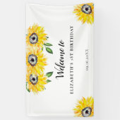 Sunflower Birthday First Welcome Waterverf Floral Spandoek (Verticaal)