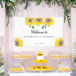 Sunflower Birthday First Welcome Waterverf Floral Spandoek