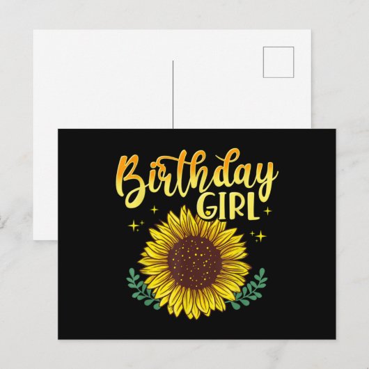 Sunflower Birthday Girl Party Family Matching Briefkaart (Voorkant / Achterkant)