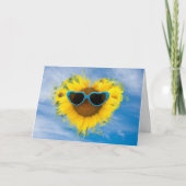 Sunflower Birthday Heart Kaart (Voorkant)