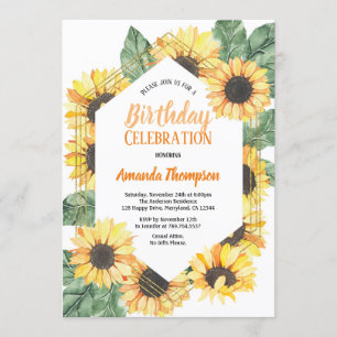Sunflower Birthday Party Celebration Invitation Kaart