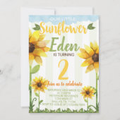 Sunflower Birthday Party Invitation Invite Kaart (Voorkant)