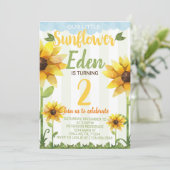 Sunflower Birthday Party Invitation Invite Kaart (Staand voorkant)