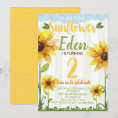 Sunflower Birthday Party Invitation Invite Kaart (Voorkant / Achterkant)