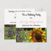 Sunflower Birthday Party Invitation Kaart (Voorkant / Achterkant)