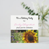 Sunflower Birthday Party Invitation Kaart (Staand voorkant)