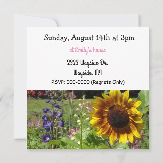 Sunflower Birthday Party Invitation Kaart (Achterkant)