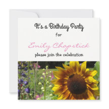 Sunflower Birthday Party Invitation