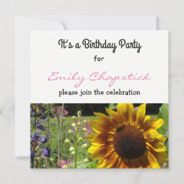 Sunflower Birthday Party Invitation Kaart