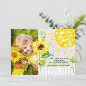 Sunflower Birthday Party Invitation Kaart (Staand voorkant)