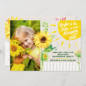Sunflower Birthday Party Invitation Kaart (Voorkant / Achterkant)