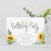 Sunflower Birthday Party Kaart (Staand voorkant)