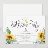 Sunflower Birthday Party Kaart (Voorkant / Achterkant)