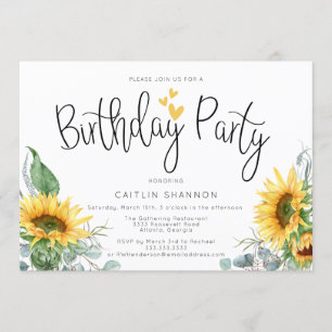 Sunflower Birthday Party Kaart