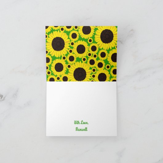 Sunflower Birthday Party Kaart (Binnen)