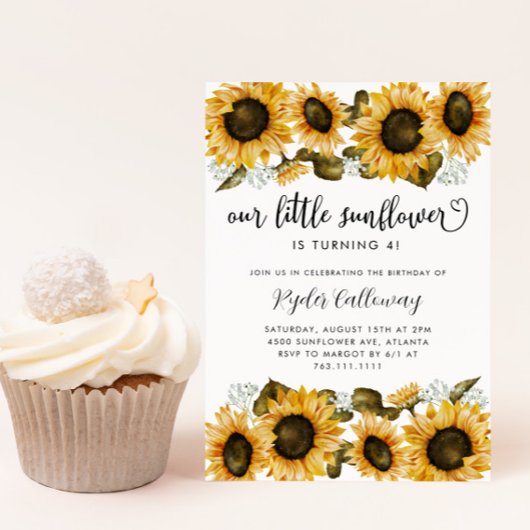 Sunflower Birthday Party Kaart