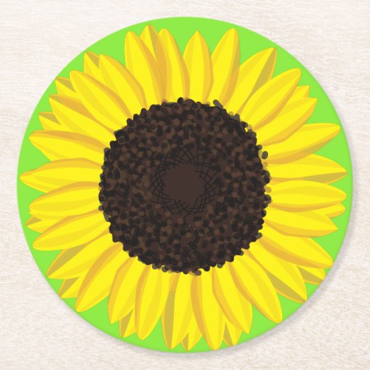 Sunflower Birthday Party Ronde Kartonnen Onderzetter (Voorkant)