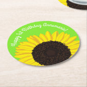 Sunflower Birthday Party Ronde Kartonnen Onderzetter (Gebogen)