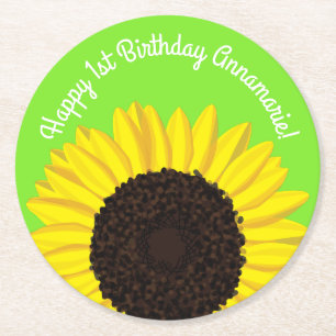 Sunflower Birthday Party Ronde Kartonnen Onderzetter