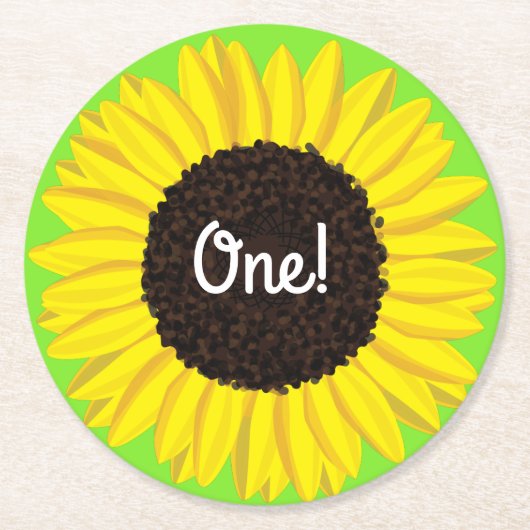 Sunflower Birthday Party Ronde Kartonnen Onderzetter (Voorkant)