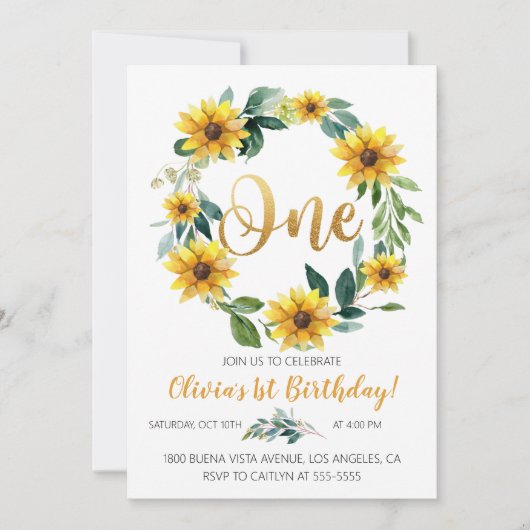 Sunflower Birthday Uitnodiging (Voorkant)