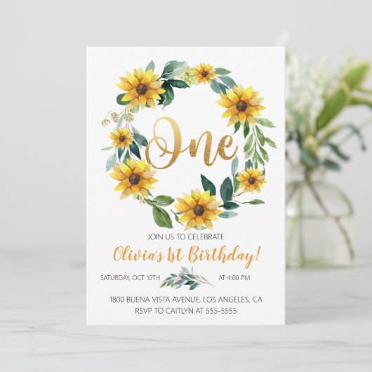 Sunflower Birthday Uitnodiging (Staand voorkant)