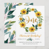 Sunflower Birthday Uitnodiging (Voorkant / Achterkant)