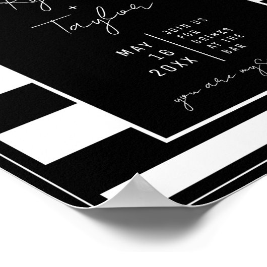 Sunflower Black and White Stripe Weddenschap Welko Poster (Hoek)