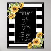 Sunflower Black and White Stripe Weddenschap Welko Poster (Voorkant)