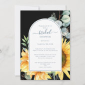 Sunflower Black Bridal Showuitnodiging Kaart (Voorkant)