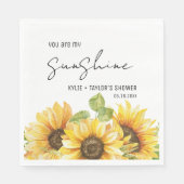 Sunflower Black en White Names Wedding Shower Servet (Voorkant)