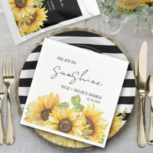 Sunflower Black en White Names Wedding Shower Servet
