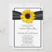 Sunflower Black Ribbon Weddenschap Kaart (Voorkant)