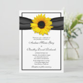 Sunflower Black Ribbon Weddenschap Kaart (Staand voorkant)