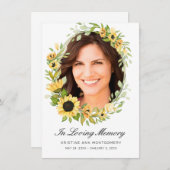 Sunflower Black Script Cross foto begrafenis Bedankkaart (Voorkant / Achterkant)