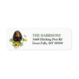Sunflower Black Tan Cocker Spaniel Etiket