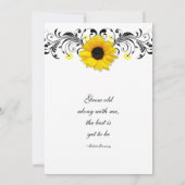 Sunflower Black & White Floral Wedding Invitation Kaart (Achterkant)