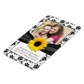 Sunflower Black White Floral Weduwfoto Magnet Magneet (Linkerzijde)