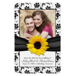 Sunflower Black White Floral Weduwfoto Magnet Magneet