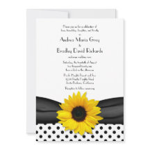 Sunflower Black White Polka Dot Ribbon Weddenschap