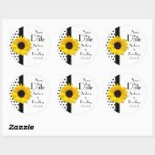 Sunflower Black White Polka Dot Save the Date Ronde Sticker (Vel)