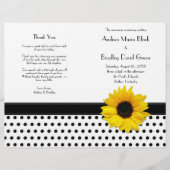 Sunflower Black White Polka Dot Wedding Program (Voorkant)
