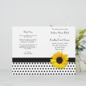 Sunflower Black White Polka Dot Wedding Program (Staand voorkant)