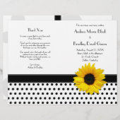 Sunflower Black White Polka Dot Wedding Program (Voorkant / Achterkant)