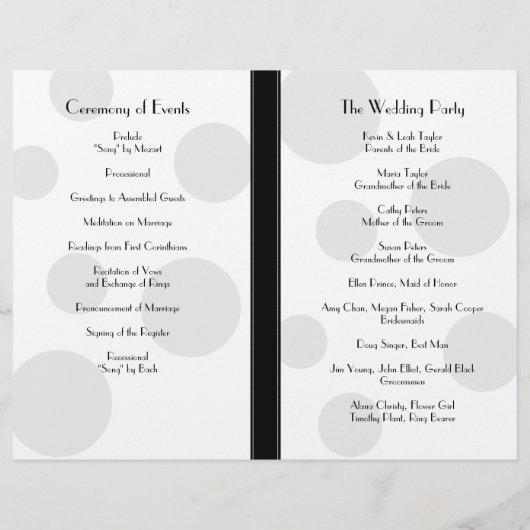 Sunflower Black White Polka Dot Wedding Program (Achterkant)