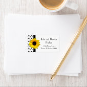 Sunflower Black White Polka Dot Weduwadres Etiket (Insitu)