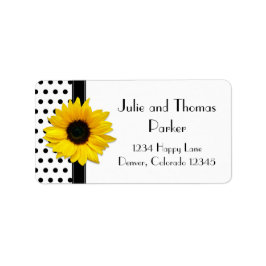 Sunflower Black White Polka Dot Weduwadres Etiket