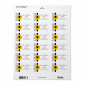 Sunflower Black White Polka Dot Weduwadres Etiket (Full Sheet)