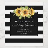 Sunflower Black White Stripe Joint Weduwen Shower Wijn Etiket (Enkel label)